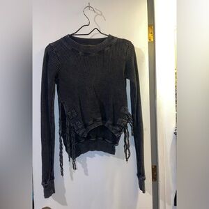 Women's Black Ribbed Knit Top